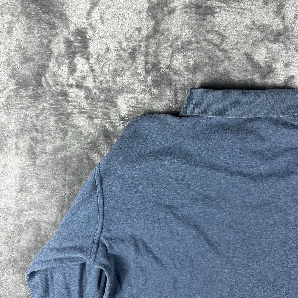 St John's Bay Sueded Polo Shirt Men's Medium Blue Long Sleeve Casual Soft Suede - Picture 15 of 15